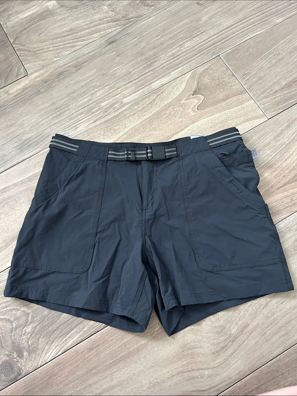 Eastern Mountain Sports Excursions Black Athletic Shorts with Integrated Belt